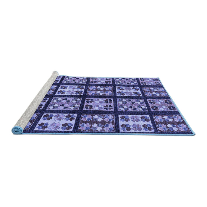 Sideview of Machine Washable Abstract Blue Modern Rug, wshabs2995blu