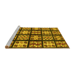 Sideview of Machine Washable Abstract Yellow Modern Rug, wshabs2995yw