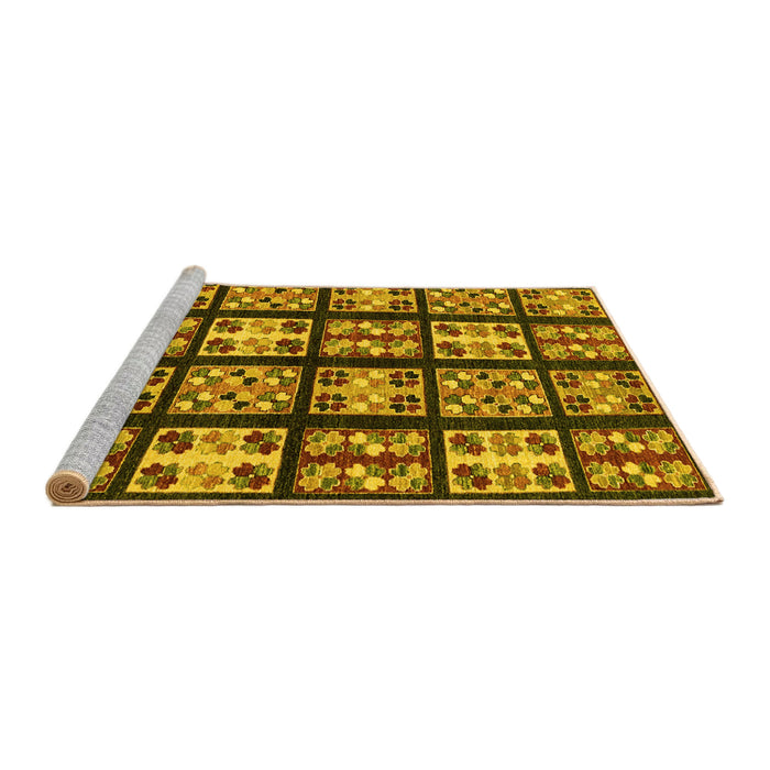 Sideview of Machine Washable Abstract Yellow Modern Rug, wshabs2995yw