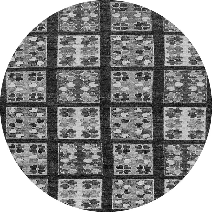 Round Machine Washable Abstract Gray Modern Rug, wshabs2995gry