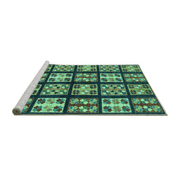 Sideview of Machine Washable Abstract Turquoise Modern Area Rugs, wshabs2995turq