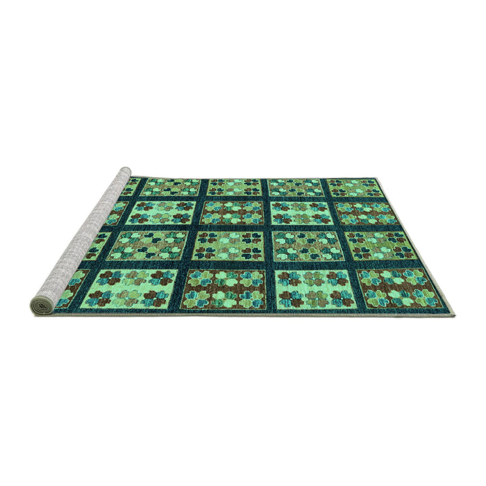Sideview of Machine Washable Abstract Turquoise Modern Area Rugs, wshabs2995turq