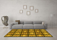 Machine Washable Abstract Yellow Modern Rug, wshabs2995yw