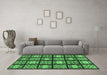 Machine Washable Abstract Emerald Green Modern Area Rugs in a Living Room,, wshabs2995emgrn