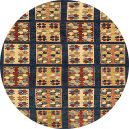 Round Machine Washable Abstract Bakers Brown Rug, wshabs2995