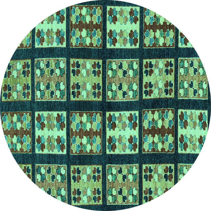 Round Machine Washable Abstract Turquoise Modern Area Rugs, wshabs2995turq