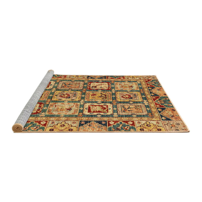 Sideview of Machine Washable Abstract Gold Rug, wshabs2996