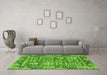 Machine Washable Abstract Green Modern Area Rugs in a Living Room,, wshabs2996grn