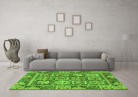 Machine Washable Abstract Green Modern Rug, wshabs2996grn