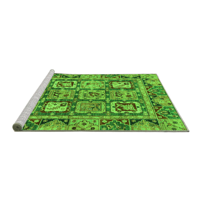 Sideview of Machine Washable Abstract Green Modern Area Rugs, wshabs2996grn