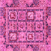 Square Machine Washable Abstract Pink Modern Rug, wshabs2996pnk