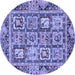 Round Abstract Blue Modern Rug, abs2996blu