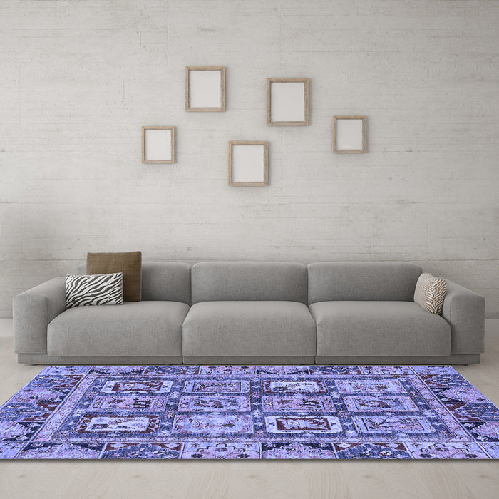 Machine Washable Abstract Blue Modern Rug in a Living Room, wshabs2996blu