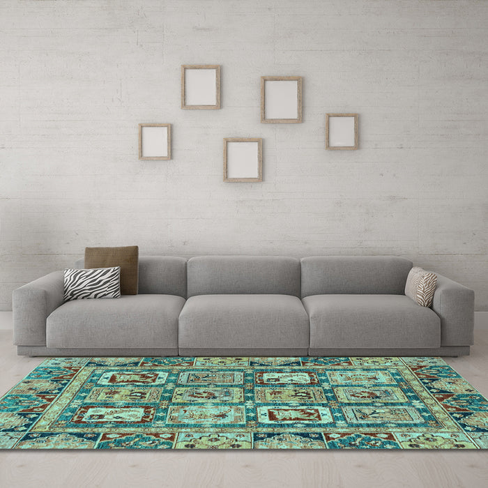 Machine Washable Abstract Light Blue Modern Rug in a Living Room, wshabs2996lblu