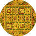 Round Abstract Yellow Modern Rug, abs2996yw