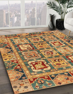 Abstract Gold Modern Rug in Family Room, abs2996