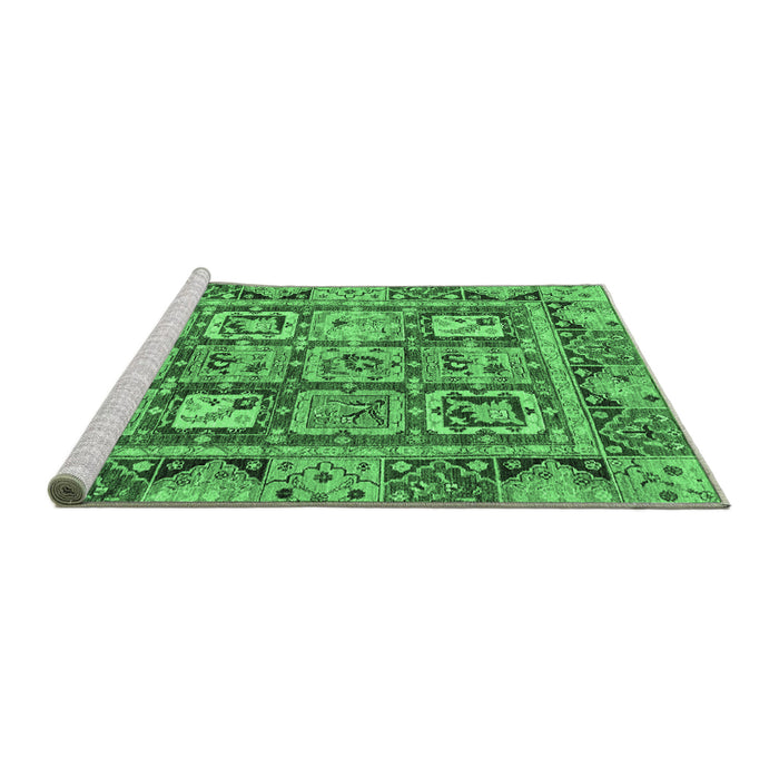 Sideview of Machine Washable Abstract Emerald Green Modern Area Rugs, wshabs2996emgrn