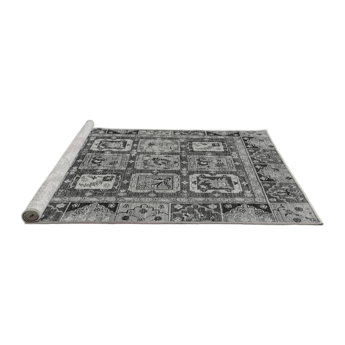 Sideview of Machine Washable Abstract Gray Modern Rug, wshabs2996gry