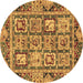 Round Abstract Brown Modern Rug, abs2996brn