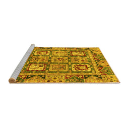Sideview of Machine Washable Abstract Yellow Modern Rug, wshabs2996yw