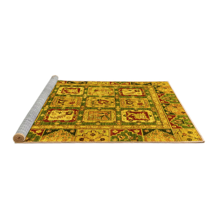 Sideview of Machine Washable Abstract Yellow Modern Rug, wshabs2996yw