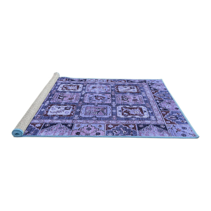 Sideview of Machine Washable Abstract Blue Modern Rug, wshabs2996blu