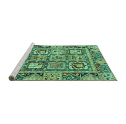 Sideview of Machine Washable Abstract Turquoise Modern Area Rugs, wshabs2996turq