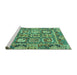 Sideview of Machine Washable Abstract Turquoise Modern Area Rugs, wshabs2996turq