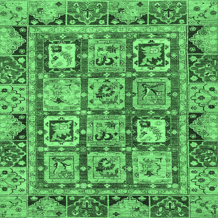 Square Abstract Emerald Green Modern Rug, abs2996emgrn