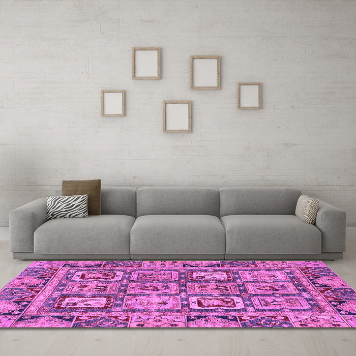 Machine Washable Abstract Purple Modern Area Rugs in a Living Room, wshabs2996pur