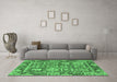 Machine Washable Abstract Emerald Green Modern Area Rugs in a Living Room,, wshabs2996emgrn