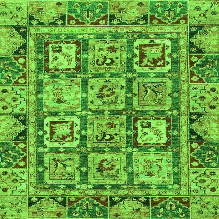 Square Machine Washable Abstract Green Modern Area Rugs, wshabs2996grn