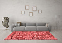 Machine Washable Abstract Red Modern Rug, wshabs2996red