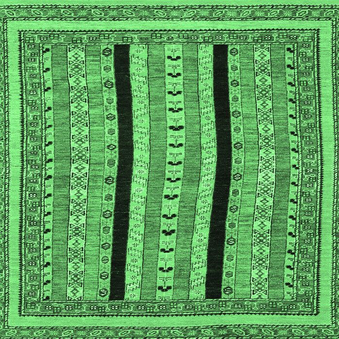 Square Machine Washable Abstract Emerald Green Modern Area Rugs, wshabs2997emgrn