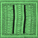 Square Machine Washable Abstract Emerald Green Modern Area Rugs, wshabs2997emgrn