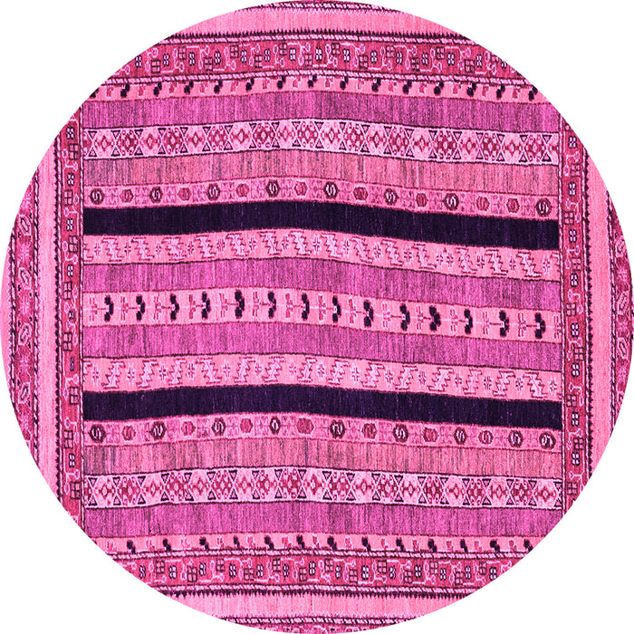 Round Machine Washable Abstract Pink Modern Rug, wshabs2997pnk