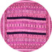 Round Machine Washable Abstract Pink Modern Rug, wshabs2997pnk