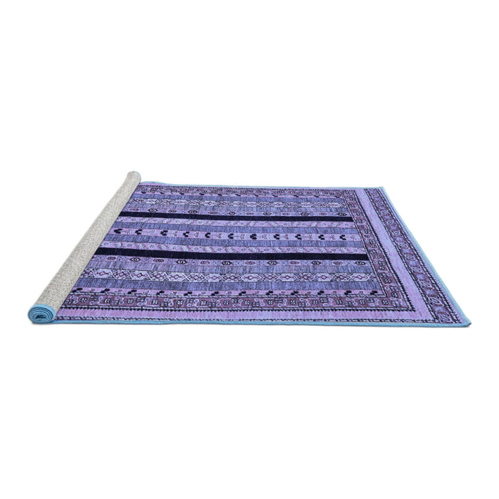 Sideview of Machine Washable Abstract Blue Modern Rug, wshabs2997blu