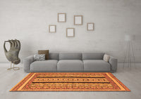 Machine Washable Abstract Orange Modern Rug, wshabs2997org