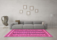 Machine Washable Abstract Pink Modern Rug, wshabs2997pnk