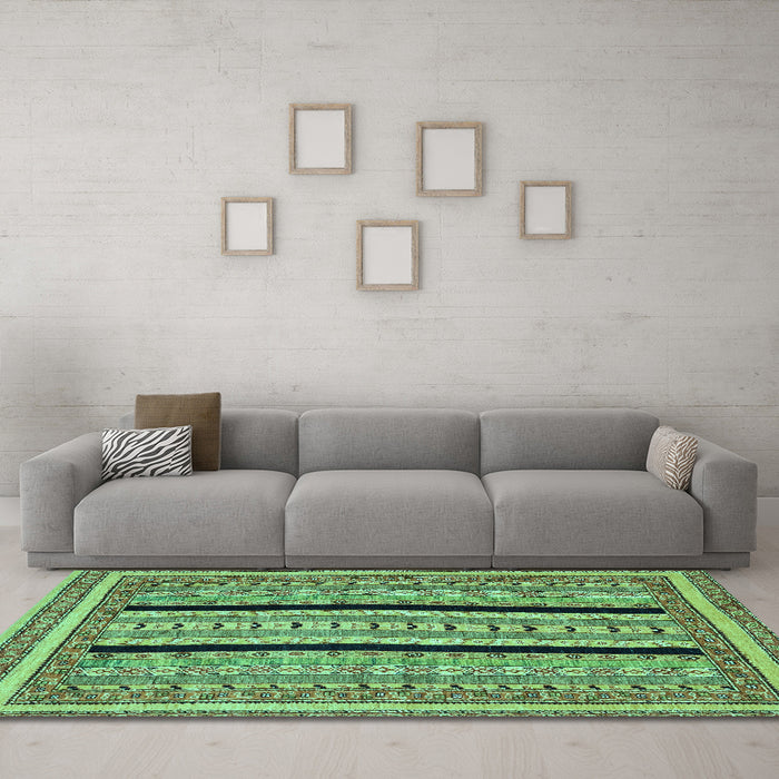 Machine Washable Abstract Turquoise Modern Area Rugs in a Living Room,, wshabs2997turq
