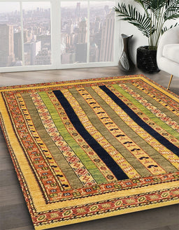 Machine Washable Abstract Yellow Rug in a Family Room, wshabs2997