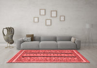 Machine Washable Abstract Red Modern Rug, wshabs2997red