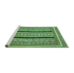 Sideview of Machine Washable Abstract Turquoise Modern Area Rugs, wshabs2997turq