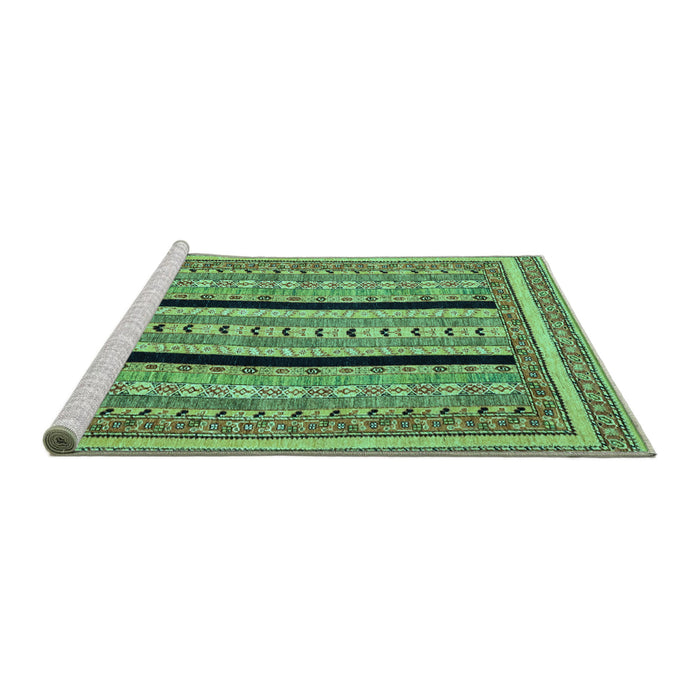 Sideview of Machine Washable Abstract Turquoise Modern Area Rugs, wshabs2997turq