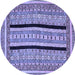 Round Abstract Blue Modern Rug, abs2997blu