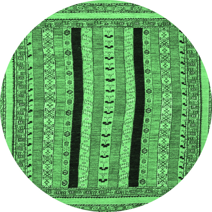 Round Abstract Emerald Green Modern Rug, abs2997emgrn