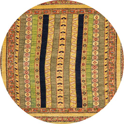 Round Abstract Yellow Modern Rug, abs2997