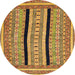 Round Abstract Yellow Modern Rug, abs2997