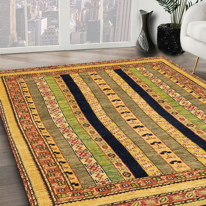Abstract Yellow Modern Rug in Family Room, abs2997